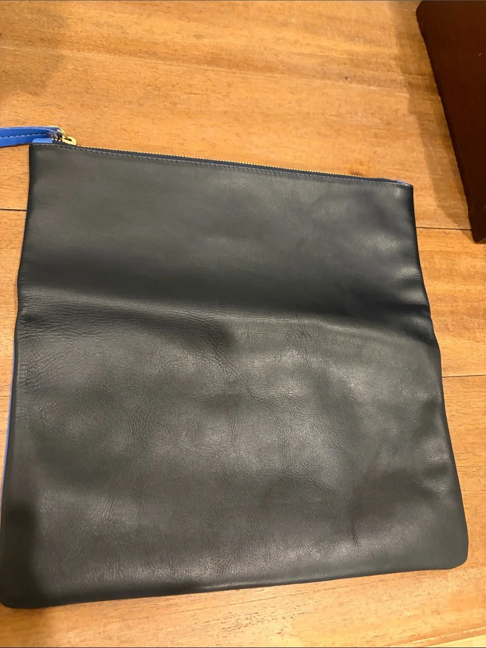 Two-Tone Black and Blue Fold-Over Clutch